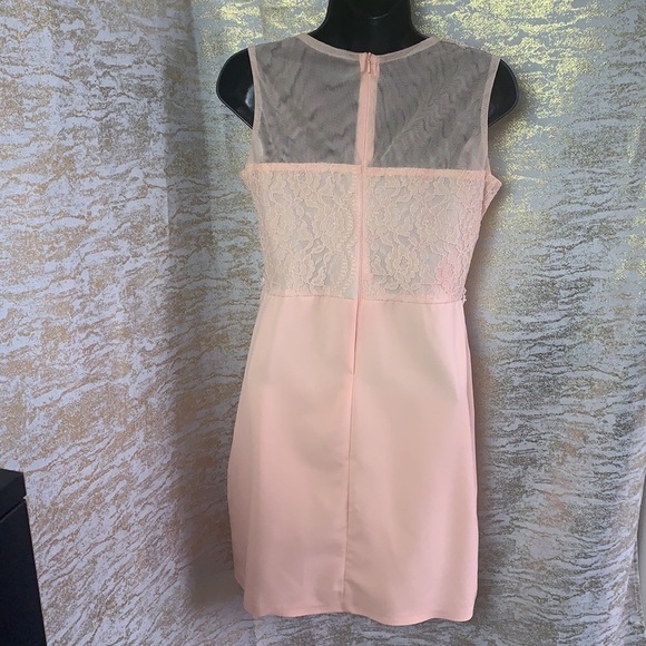 Hanieh Light Pink Evening Lace And Embroidered Midi Dress Size 3 - Picture 7 of 12